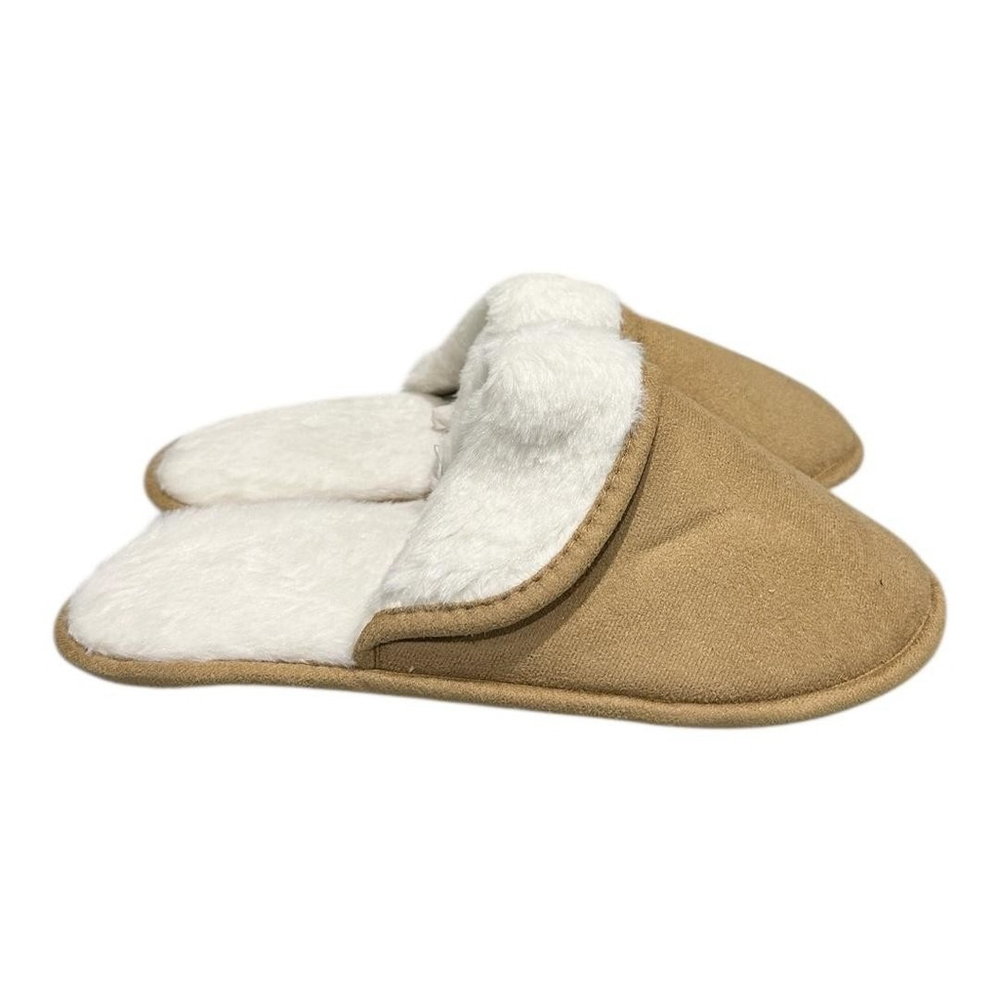 Slippers Womens Size 9.5 Brown Faux Fur Lined Microfiber Mule House Shoes